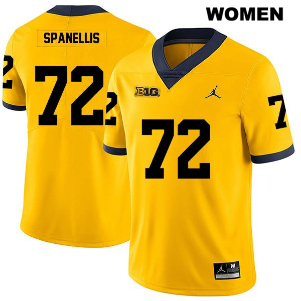 Women's NCAA Michigan Wolverines Stephen Spanellis #72 Yellow Jordan Brand Authentic Stitched Legend Football College Jersey OB25P66DI